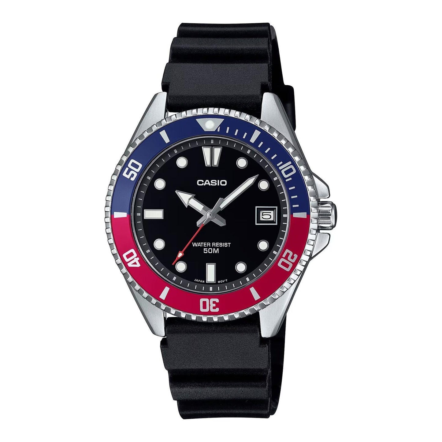 Casio Men's Standard Sporty Blue Red Resin Strap Watch MDV-10-1A2VDF