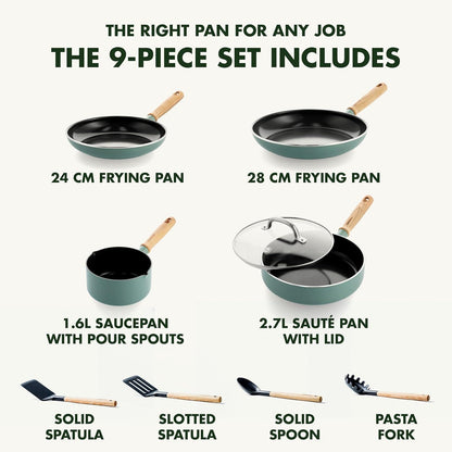 GreenPan Mayflower Healthy Ceramic Non-Stick 9-Piece Cookware Pots and Pans Set