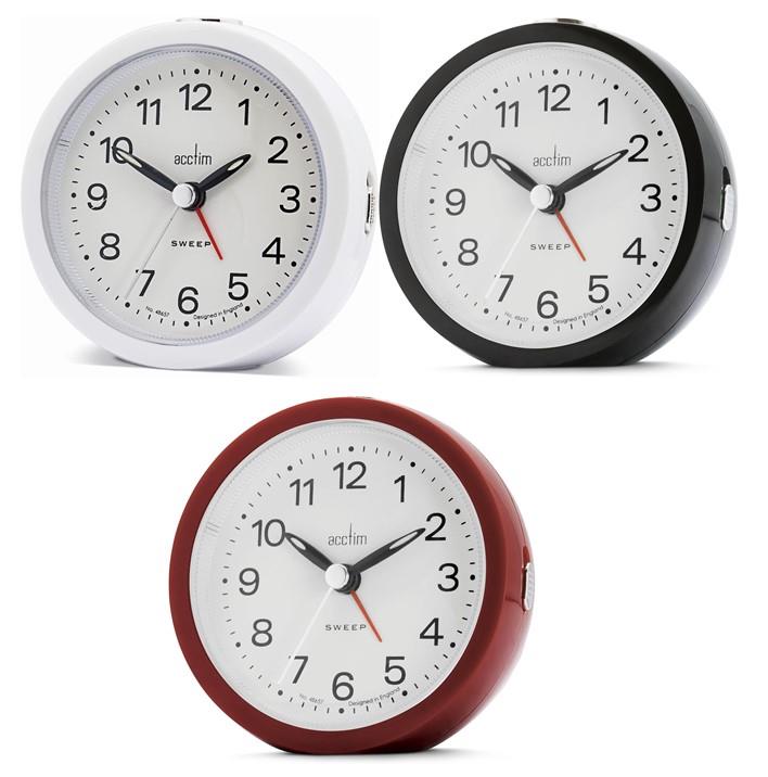 Acctim Elana Non-Ticking Sweep Luminous Hands Analogue Alarm Clock 1576 Available Multiple Colour