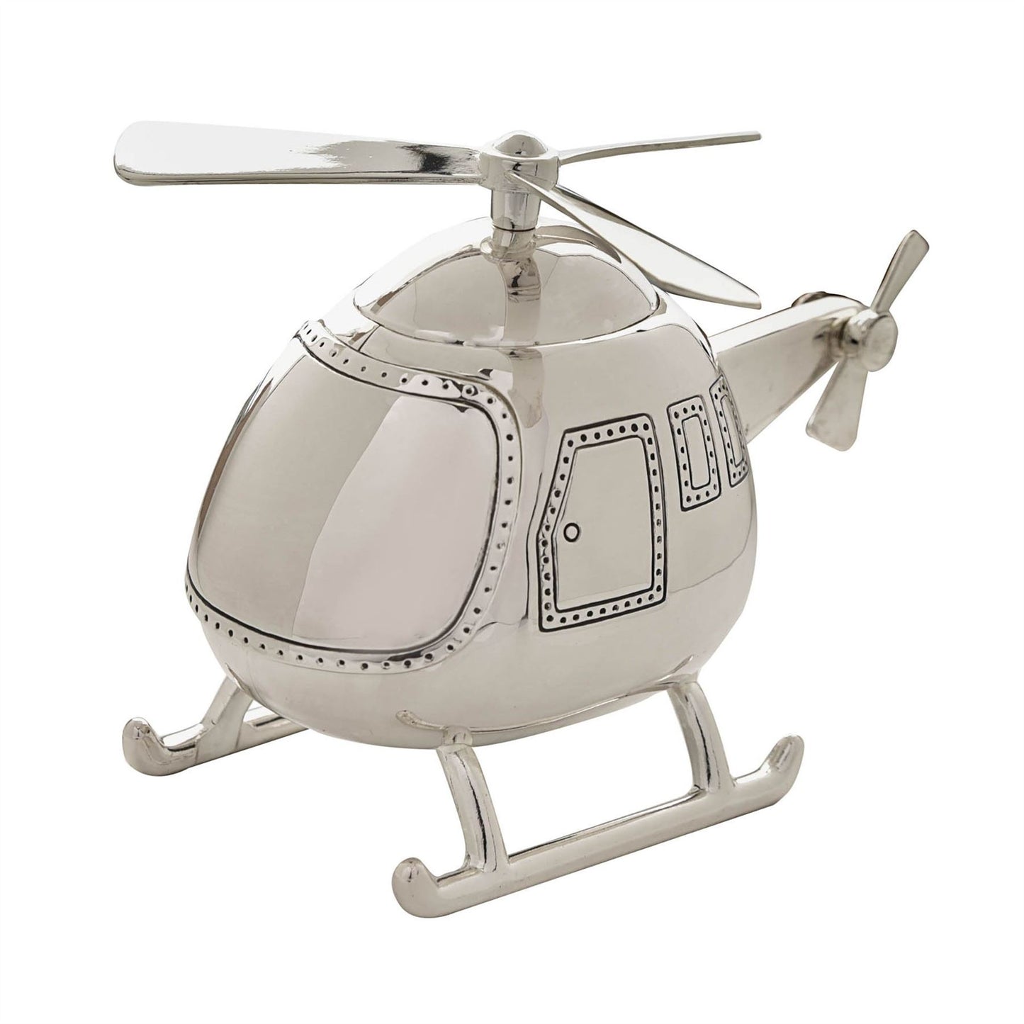 Bambino Silver Plated Money Box - Helicopter