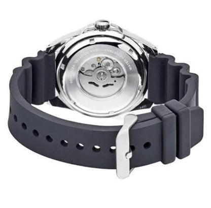 Lorus Mens Fashion Automatic Day/Date 44mm Orange Dial Black Silicone Strap Watch