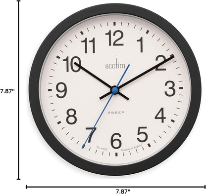 Acctim Bromham Non Ticking Sweep Seconds Hand Wall Clock 20cm Diameter Available Multiple Colour