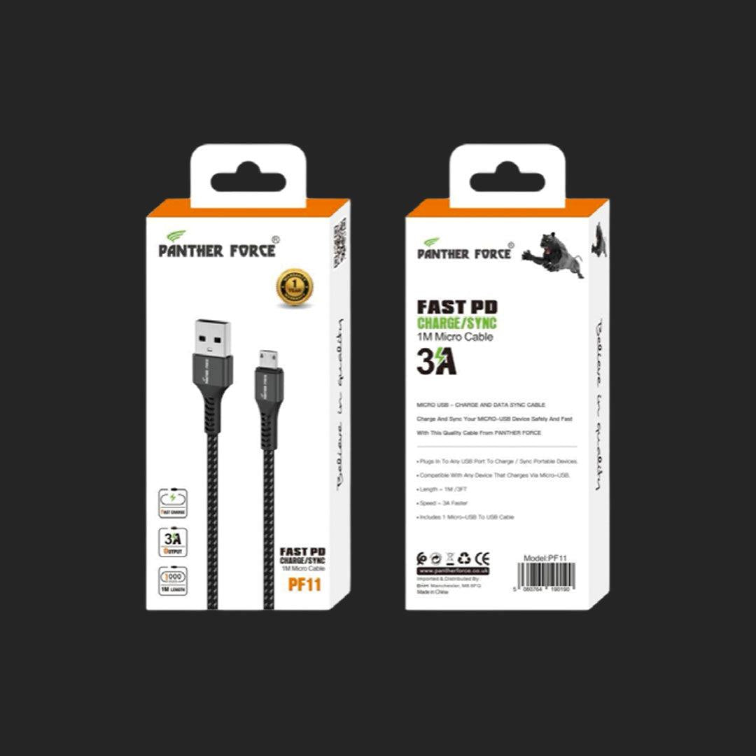 Panther Force 3A 1M Cable for Micro - Fast Charging and Data Transfer