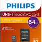 Philips - Micro SDHC 64 GB Class 10 Memory Card + Adapter