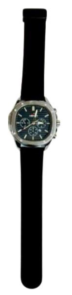 Heryi Rubber Gents Fashion Quartz Date Black Square Multi Dial Black Rubber Magnetic Strap Watch