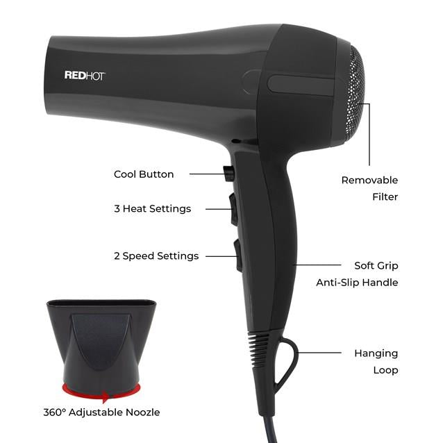 RedHot Professional Hair Dryer - Black (Carton of 12)