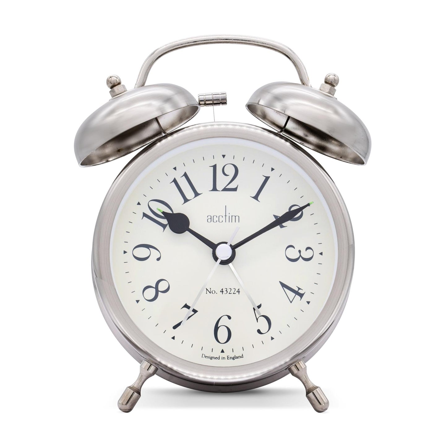 Acctim Pembridge Analogue Metal Double Bell Alarm Clock - Antique Silver 14629