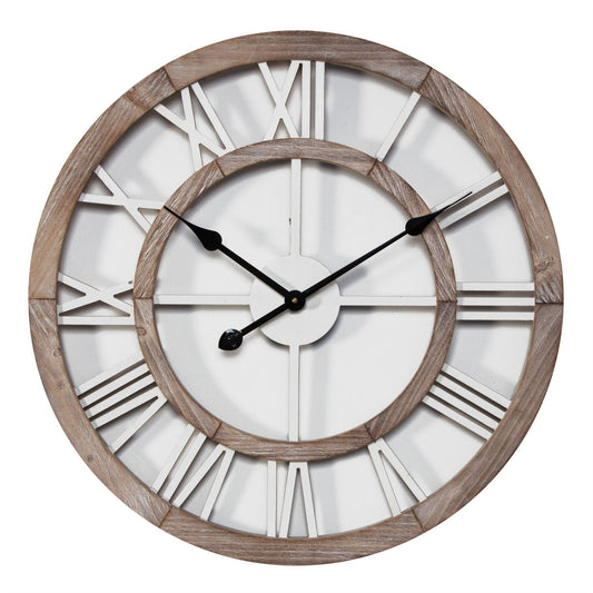 Hometime Shabby Chic Round Wall Clock Cut Out Dial 60cm