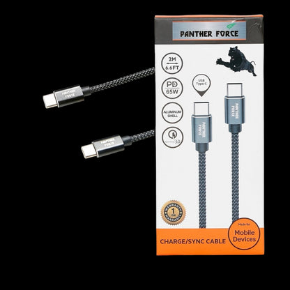 Panther Force 65W USB-C Cable 2M Fast Charging & Data Transfer