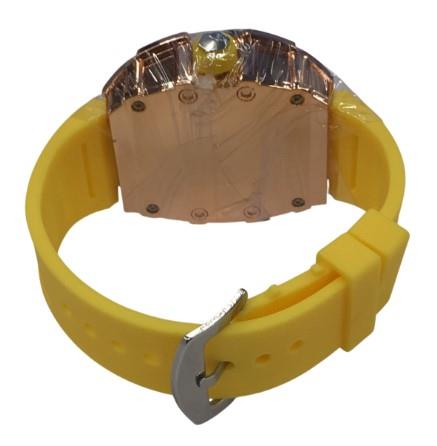 New Rubber Gents Rose Bling Fashion Quartz Movement Dated Skeleton Clear Dial Rubber Strap Watch Available Multi Colour NY London