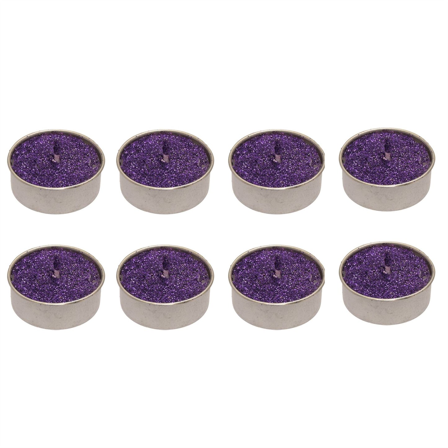 Purple Glitter Tealight Candles Set of 8 with Haunted House Fragrance