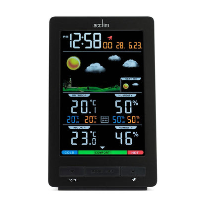 Acctim Ermir Display Graphite Grey 6 in 1 Barometric Weather Station with Outdoor Sensor Temperature Humidity Alarm Clock