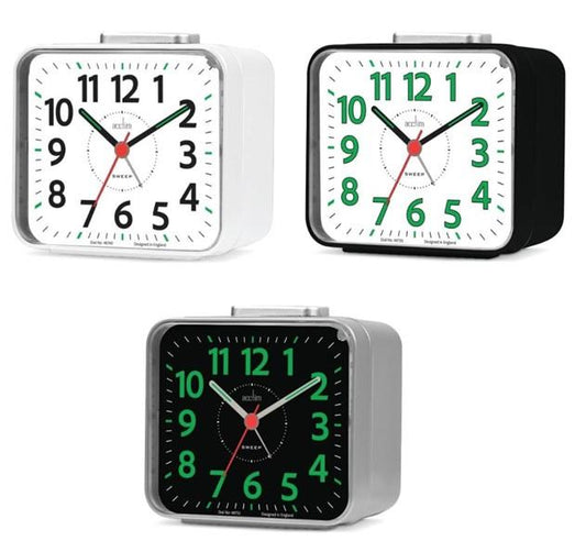 Acctim Parker Non-Ticking Sweep Loud Bell Alarm Clock 1646 Available Multiple Colour
