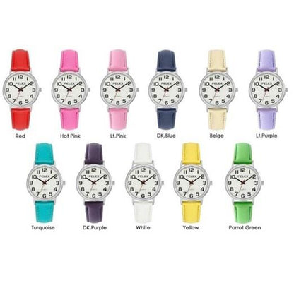 Pelex Mens / Ladies Big Dial Coloured Leather Strap Quartz Watch PLX-048 Available Multiple Colour