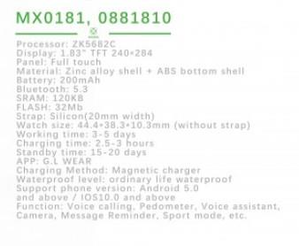 Woox MX0181 Bluetooth with Voice Calling, BT V5.3, 200mAh Battery Smart Watch Available Multiple Color