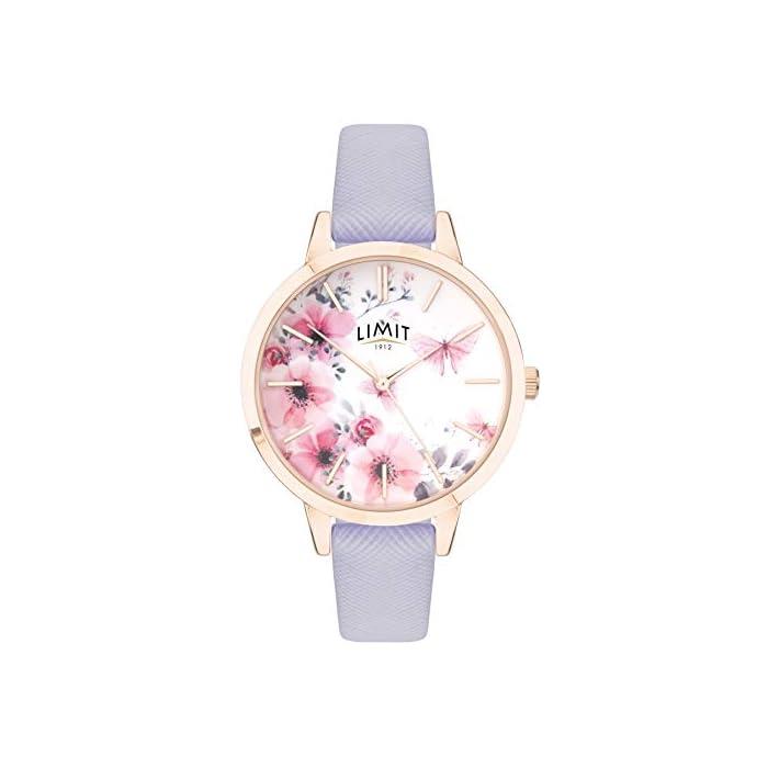 Limit Ladies Secret garden Pink & White Floral Dial Purple leather strap watch 60022