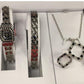 Paul Salatini Ladies Bling Black Dial Silver Barcelet, Necklace, Earring with Watch Gift Sets 8085-BLK-SIL