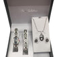 Paul Salatini Ladies Fashion Bling Dial Silver Bracelet Watch Bracelet, Necklace & Earrings Gift Sets 2541