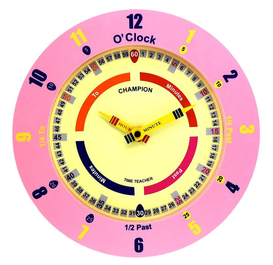Champion Childrens Time Teacher Pink Wall Clock CTT370