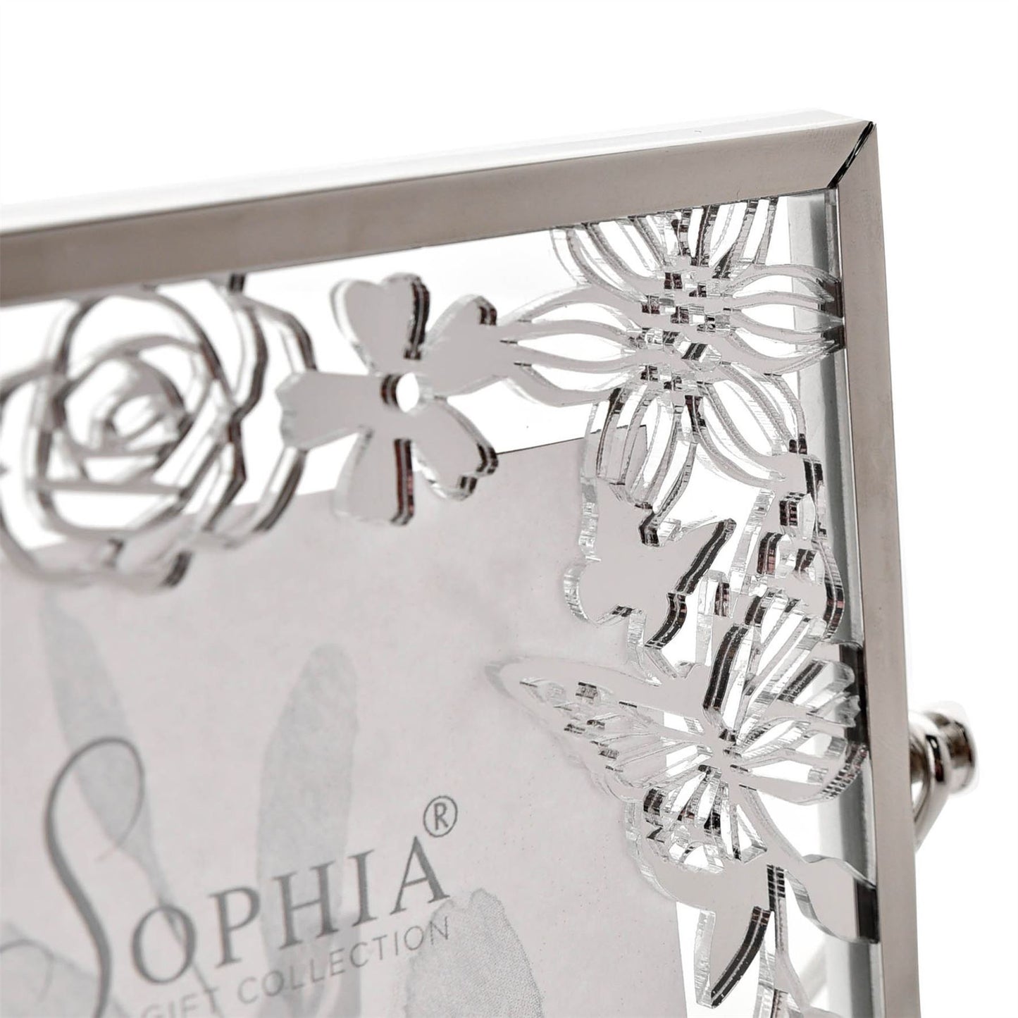 Sophia Mirrored Floral Pattern Photo Frame 4" x 4"