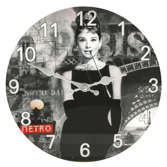 Iconic Collection Glass Wall Clock 30cm Female Icon