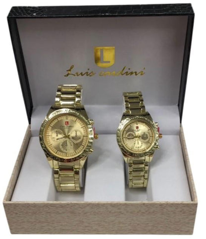 Luis Cardini Couple Mens & Ladies Fashion Dial & Bracelet Watch Gift Set