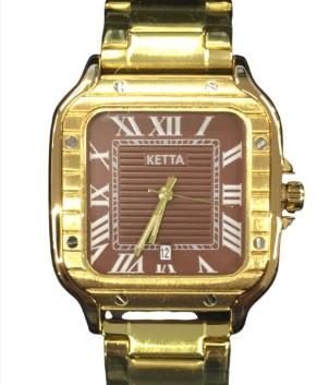 Ketta Mens Fashion Square Roman Number Dated Dial Metal Bracelet Strap Watch Available Multiple Colours