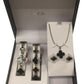 Paul Salatini Ladies Fashion Bling Dial Silver Bracelet Watch Bracelet, Necklace & Earrings Gift Sets 2531 Available Multiple Coloue