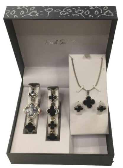 Paul Salatini Ladies Fashion Bling Dial Silver Bracelet Watch Bracelet, Necklace & Earrings Gift Sets 2531 Available Multiple Coloue