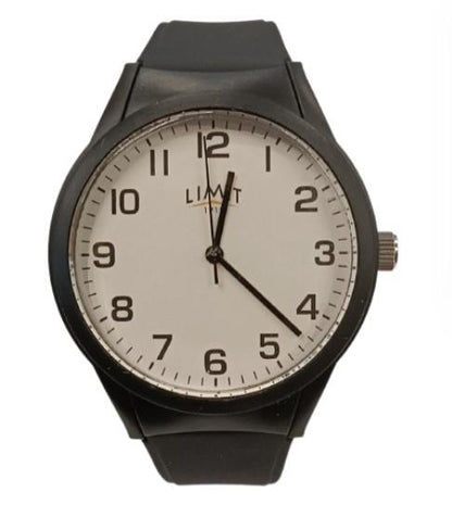 Limit Mens Basic White Dial Black Resin Strap Watch