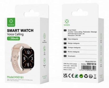 Woox MX0181 Bluetooth with Voice Calling, BT V5.3, 200mAh Battery Smart Watch Available Multiple Color