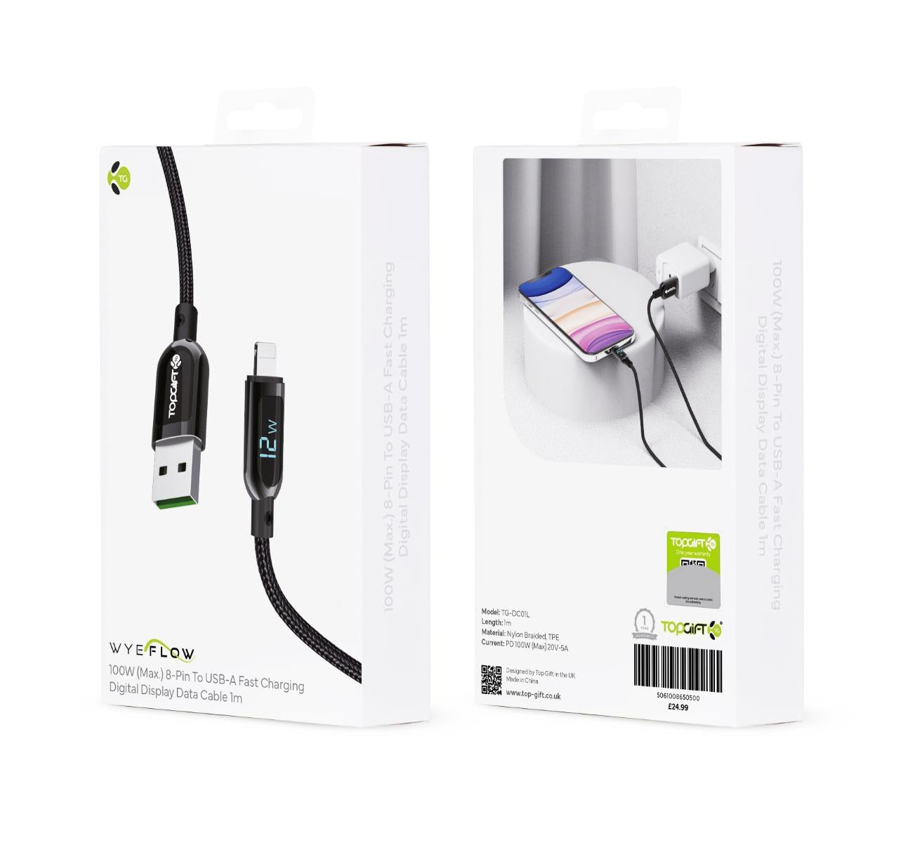 WYEFLOW USB-A to 8-PIN Digital Display Cable