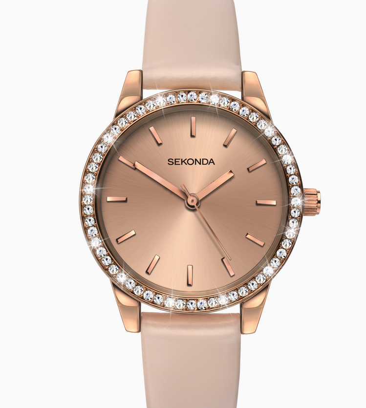 Sekonda Ladies Rose Gold Case & PU Strap with Rose Dial Watch