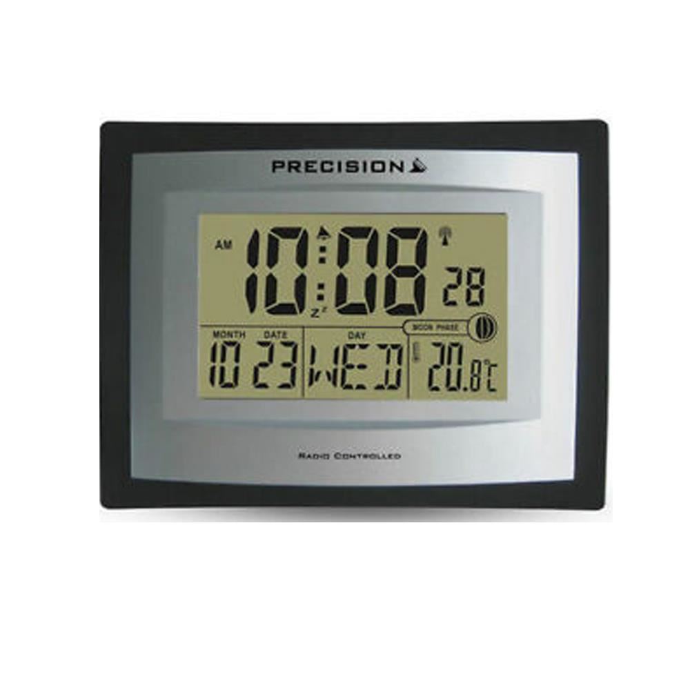 Precision Radio Controlled Wall Desk Clock, Day/date, Temperature Digital Display Alarm Clock AP046