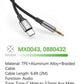 Woox MX0043 3.5mm Aux to Type C Braided Plug & Play Audio Cable, 6.6ft 2m, Black