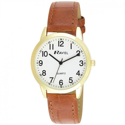 Ravel Mens Basic Classic Leather Strap Watch R0132GC Available Multiple Colour