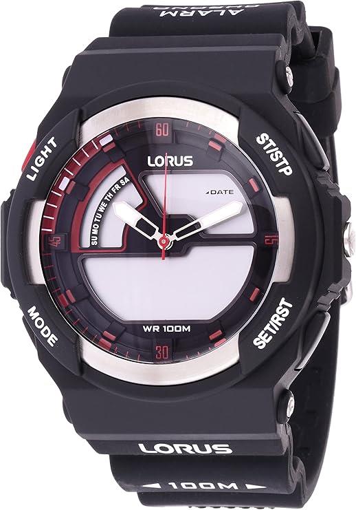 Lorus Mens Sports Chronograph Analog/Digital Black Rubber Strap Watch R2321MX9 BRAND NEW BUT NEEDS BATTERY