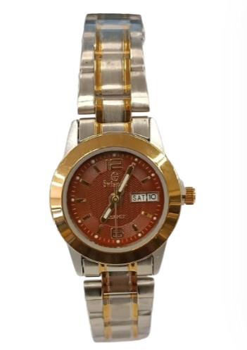 Swismax Ladies Day Date Water Resistant Dial 2 Tone Metal Strap Watch Available Multiple Colour