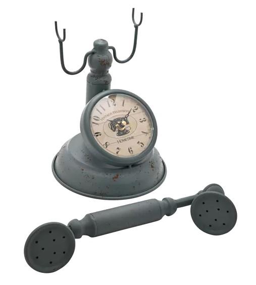 Hometime Metal Mantel Clock - Old Fashioned Telephone