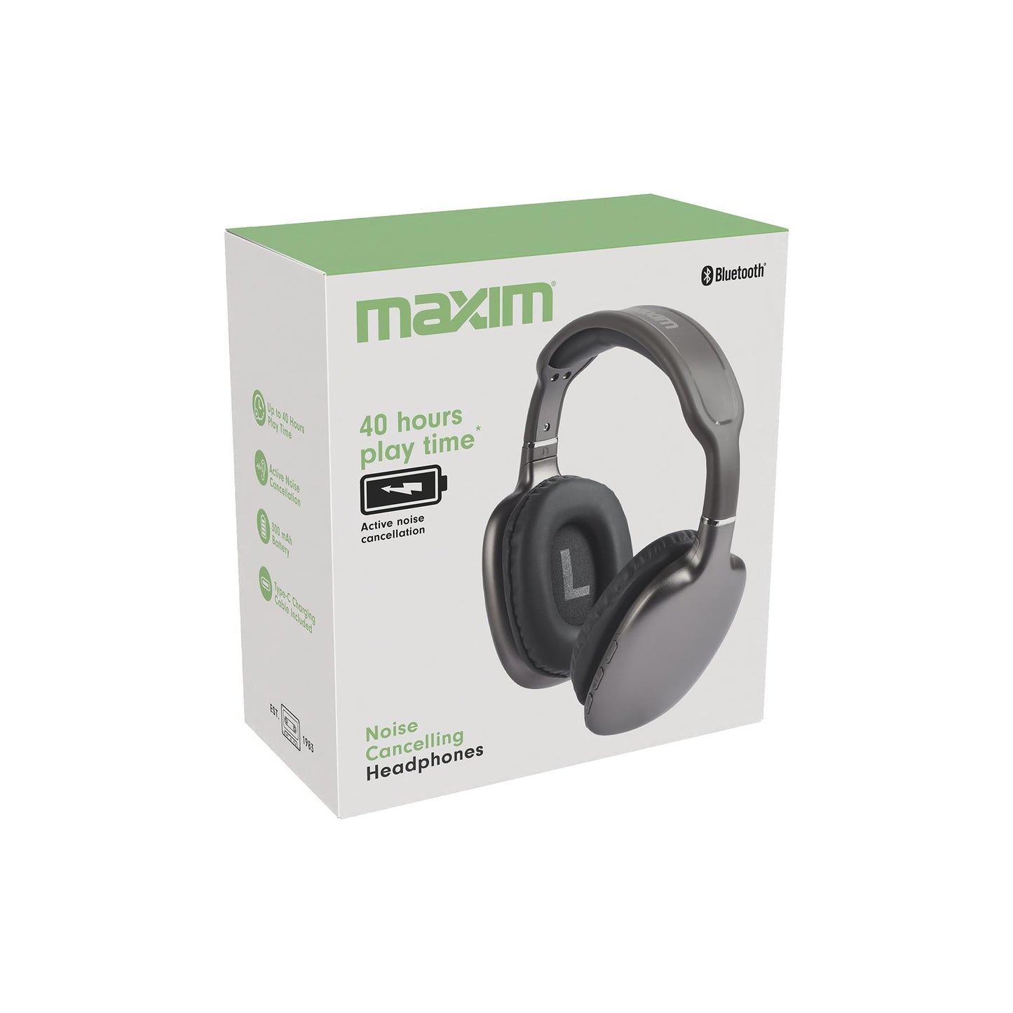 MAXIM NOISE CANCELLING HEADPHONES - GREY