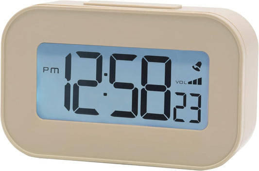Acctim Kyle Digital Alarm Clock, LCD Digital Display with White Backlight, Snooze Function, Volume Control (Sandstone)