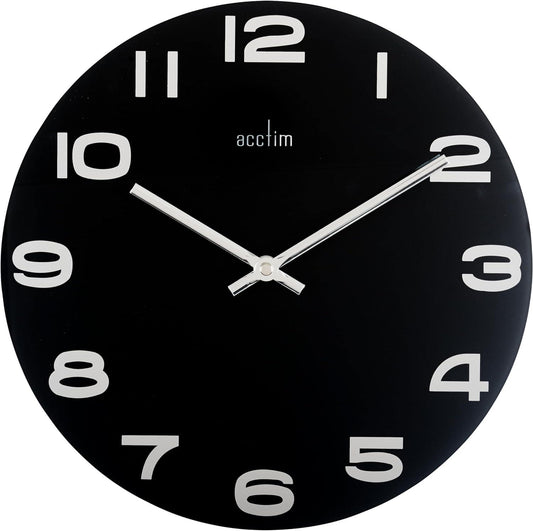 Acctim Mika Quartz Open Dial Mirrored Numerals Black 30cm Wall Clock 27003