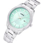 Lorus Mens  Basic Fashion Date Mint Green Sunray Dial Silver Plated Stainless Steel Bracelet Watch RH931RX9