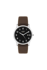 Limit Mens Dated Black Dial Brown Leather Strap Watch 5744