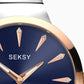 Seksy Ladies Fashion Bling Blue Dial Analogue Stainless Steel Bracelet Watch 2216