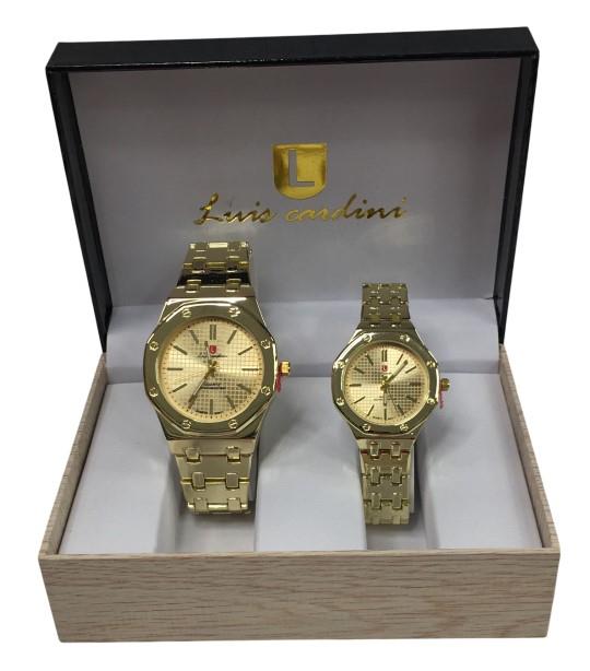 Luis Cardini Couple Mens & Ladies Fashion Dial & Bracelet Watch Gift Set