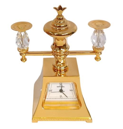 Miniature Clock Goldentone Plated Glass lamp IMP1024 - CLEARANCE NEEDS RE-BATTERY