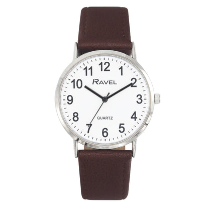 Ravel Mens Basic Dial Leather Strap Wristwatch R0129G Available Multiple Colour