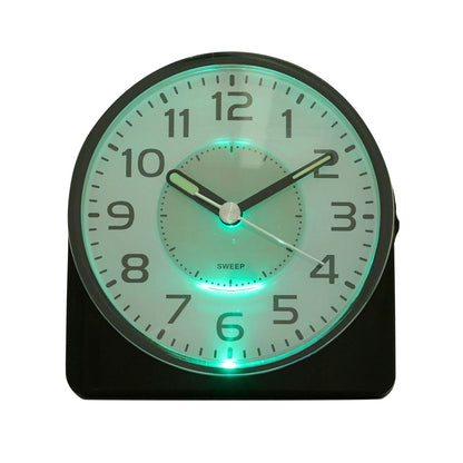 Wm.Widdop Silent Sweep Round Face Blinking Light Alarm Clock 9507 Available Multiple Colour