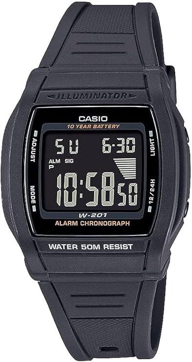 Casio Men Digital Quartz Watch with Resin Strap W-201-1BVDF